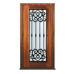 Pre-hung Single Door 80 Wood Mahogany Barcelona Full Lite - Front Doors