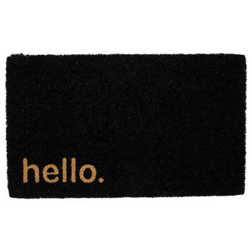 Black Coir "Hello" Outdoor Doormat 18" x 30"