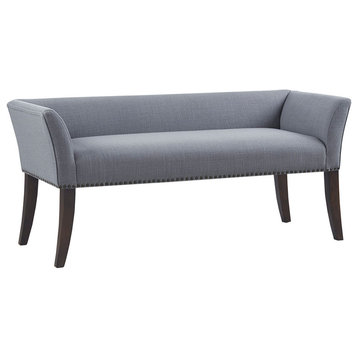 Madison Park Flared Low Arm Low Back Accent Bench Chair, Slate Blue