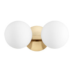 2-Light Globe Vanity Fixture, Aged Brass