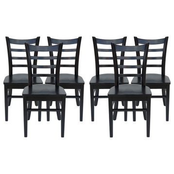 Wagner Rubberwood Dining Chairs, Set of 6, Matte Black