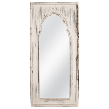 Yaya French Gothic Architectural Wall Mirror-Large, White N Black