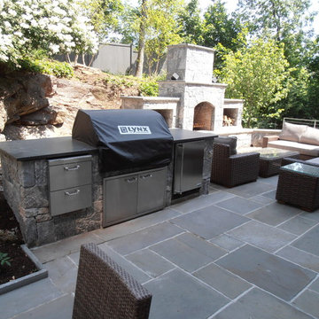 Outdoor Kitchen topped with dark gray granite in Rye NY