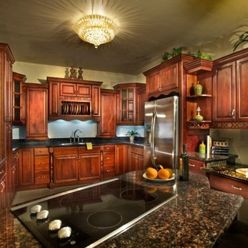Various raised panel dark kitchens