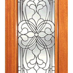 Floral Scrollwork Beveled Glass Front Single Door, Full Lite - Front Doors