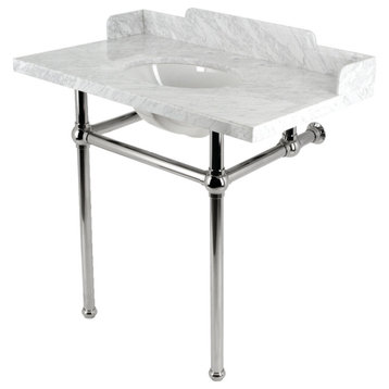 LMS36MB6 36" Carrara Marble Console Sink with Brass Legs