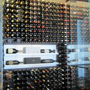Glass Wine Cellar Doors Provide a Clear View of the Wines