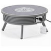 Leisuremod Walbrooke Patio Round Fire Pit Table With Aluminum Slats Frame, Gray