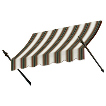 Awntech 6' New Orleans Acrylic Fabric Fixed Awning, Burgundy/Forest/Tan Multi