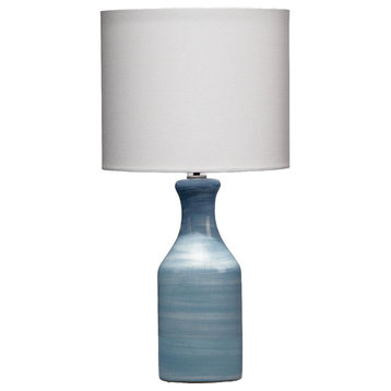 Soft Blue Swirl Bottle Shape Ceramic Table Lamp 20.5 in Contemporary Striped