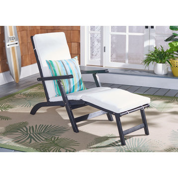 Safavieh Palmdale Outdoor Lounge Chair, Black/Beige