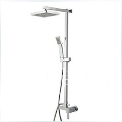 Contemporary Shower Faucet with 8 inch Shower Head + Hand Shower---000338 - Showerheads And Body Sprays