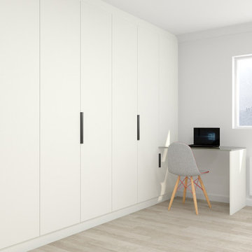 Fitted Hinged Wardrobe in Alpine white Beige Linen | Inspired Elements