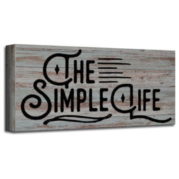The Simple Life' Farmhouse Wrapped Canvas Textual Wall Art