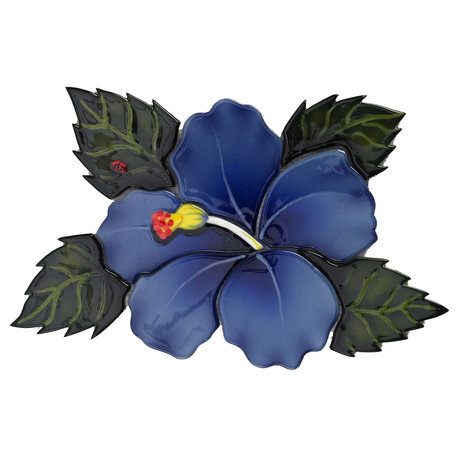 Single Hibiscus Ceramic Swimming Pool Mosaic 10"x7", Blue