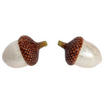 Dekorasyon Gifts & Decor - 2.75" Capiz Acorn, White - This is a set of 2 small acorns made of gleaming capiz shell in bright white with glossy brown  kernels.   These versatile little pieces are the perfect addition to any holiday or fall setting.