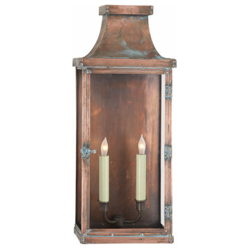 Bedford 3/4 Outdoor Lantern, 2-Light, Natural Copper, Clear Glass, 24"H
