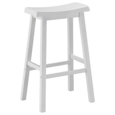 Saddle Seat Stools, Set of 2, White, Bar Height