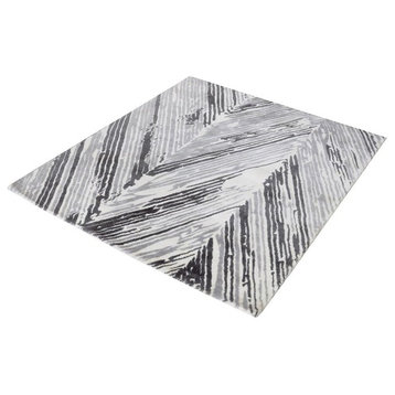 Dimond Rhythm Handwoven Printed Wool Rug, Gray and White, 6" Square