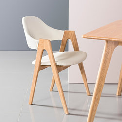 Nestor Solid Oak Dining Chair - Cream Top Grain Leather Seat 23 - Products