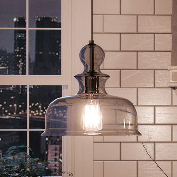 Luxury Modern Farmhouse Pendant Light, 12, Charcoal  Finish