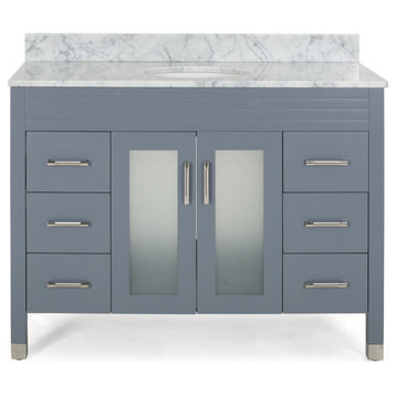 Taylor Contemporary 48" Wood Single Sink Bathroom Vanity With Marble Counter Top