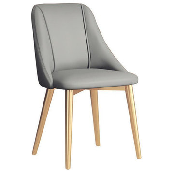 Nordic Iron Desk Stool Dining Chair, Grey+gold Legs