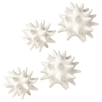 Luxe Matte White Spiked Ceramic Ball, 4-Piece Set