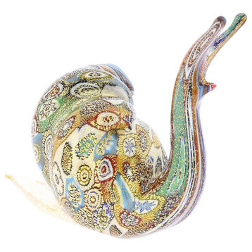 GlassOfVenice Murano Glass Golden Quilt Millefiori Snail