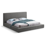 Meridian Furniture - Terra Boucle Fabric Upholstered Bed, Gray, King - Go for an impressive new look in the bedroom with this Terra boucle fabric bed. This low-profile bed features a slightly high headboard along with thick side rails and footboard-all upholstered in rich grey boucle fabric for a luxe look you'll fall in love with. This contemporary bed is bound to cause a stir in the master suite or other bedroom where it instantly becomes the star of the show when paired with the furnishings of your choice.