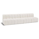 Meridian Furniture - Arc Boucle Fabric Upholstered 4-Pc. Modular Sofa, Cream - Give your living room or den the perfect blend of style and versatility with this Arc boucle fabric curved modular Sectional. Part of the Arc modular furniture collection, this Sectional comes upholstered in rich cream boucle fabric and features deep channel tufting that adds a touch of luxury while enhancing comfort and support. A seamless combination of form and function, this chair can be used with other Arc pieces to create a myriad of configurations in your well-curated room.