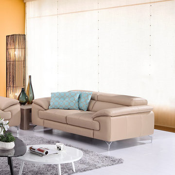 A973 Modern Peanut Premium Leather Loveseat