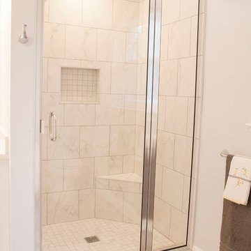 Modern/Traditional Master Bath Remodel with Latte Painted finish vanity