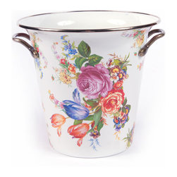 Flower Market Enamel Wine Cooler - White | MacKenzie-Childs - Serveware