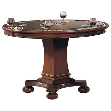Sunset Trading Bellagio 48" Round Wood Dining/Poker Table in Brown Cherry