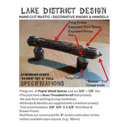 Adirondack Series, "Beaver Cut", 4" center, Cabinet Pull/Handle - Cabinet And Drawer Handle Pulls