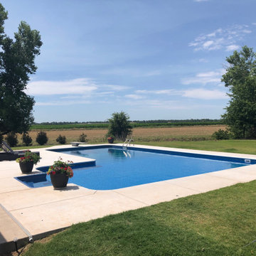 Large L Shaped Elite Polymer Vinyl Liner Pool with Blue Granite Steps