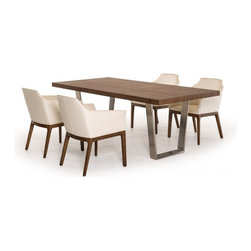 Modrest Byron Modern Walnut and Stainless Steel Dining Table - Dining Tables