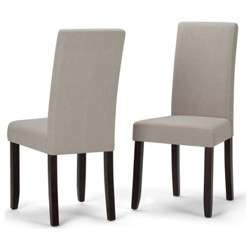 Acadian Parson Dining Chair (Set Of 2) In Light Beige Linen Look Fabric