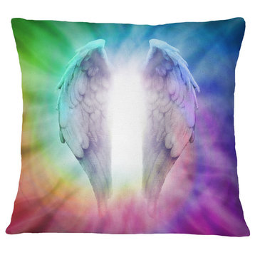 Angel Wings On Rainbow Background Abstract Throw Pillow, 16"x16"
