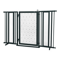 Fusion Gates - Fusion Gate with Linear Lace Design, Black, 60"-65" - Dog Gates