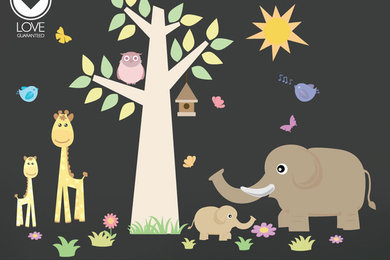 Nursery wall decals-Stickers for nursery- jungle animals decals- Removable & Reu