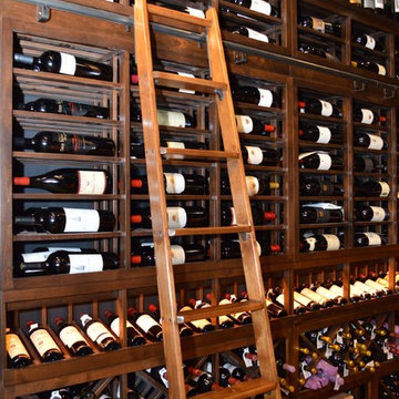 Ladder for Easy Access to the Wines in Custom Home Wine Cellar Naples, Florida