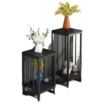 Simple Modern Home Plant Stand for Indoor Porch, Balcony, Black, H29.5"