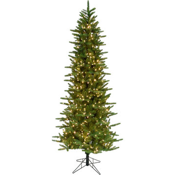 9' Carmel Pine Slim Artificial Christmas Tree, Clear Led String Lights