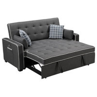 Austin Gray Fabric Sleeper Sofa with 2 USB Charging Ports and 4 Accent Pillows
