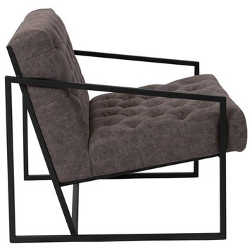 Hercules Madison Series Retro Gray Leather Tufted Lounge Chair