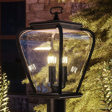 Luxury French Country Black Outdoor Post Light, UQL1203, Florence Collection