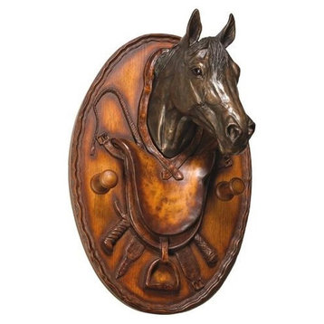 Coat Hook Plaque Horse Noble Equestrian Cast Resin Hand Painted OK