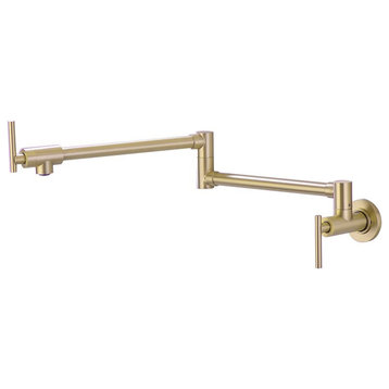 Wasser Solid Brass Pot Filler Wall Mounted Kitchen Faucet, Brushed Gold